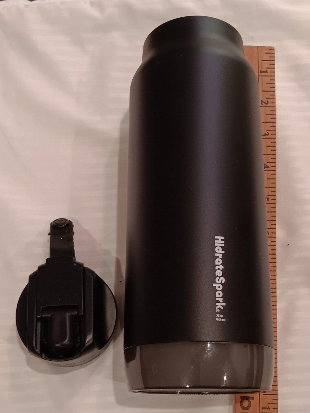 HidrateSpark Black Stainless 32 Oz. Water Bottle with Replacement Lid
